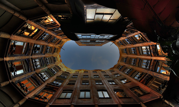 Interior of La Pedrera or Casa Mila from Antoni Gaudi in Barcelona